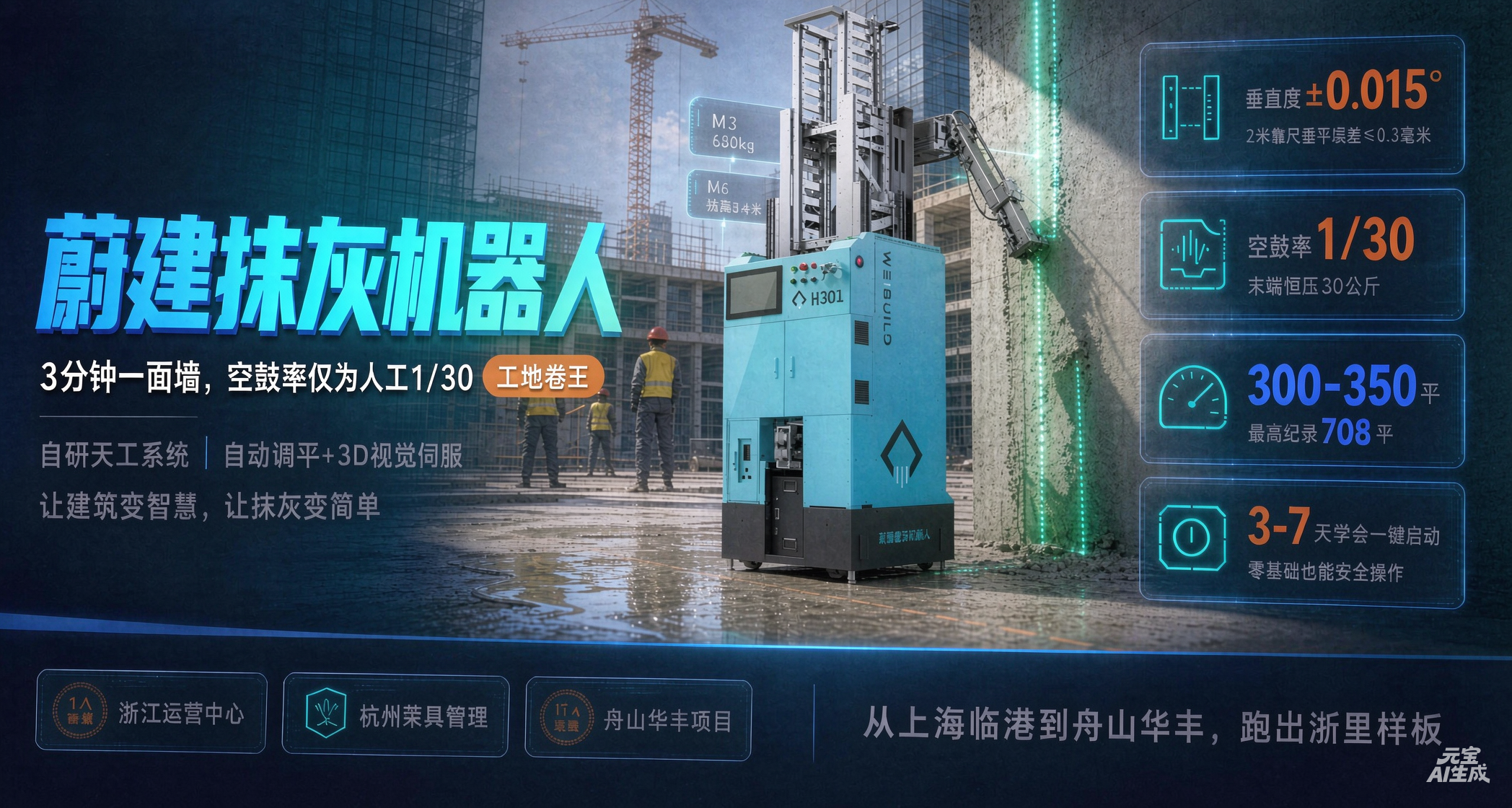 蔚建抹灰机器人的“浙里”成长日记